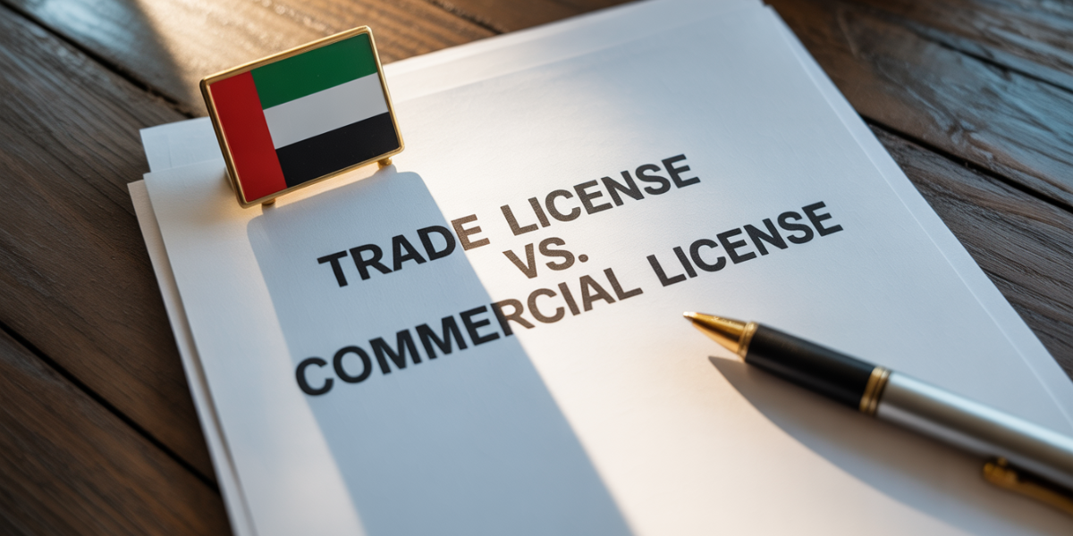commercial license vs trade license written on paper