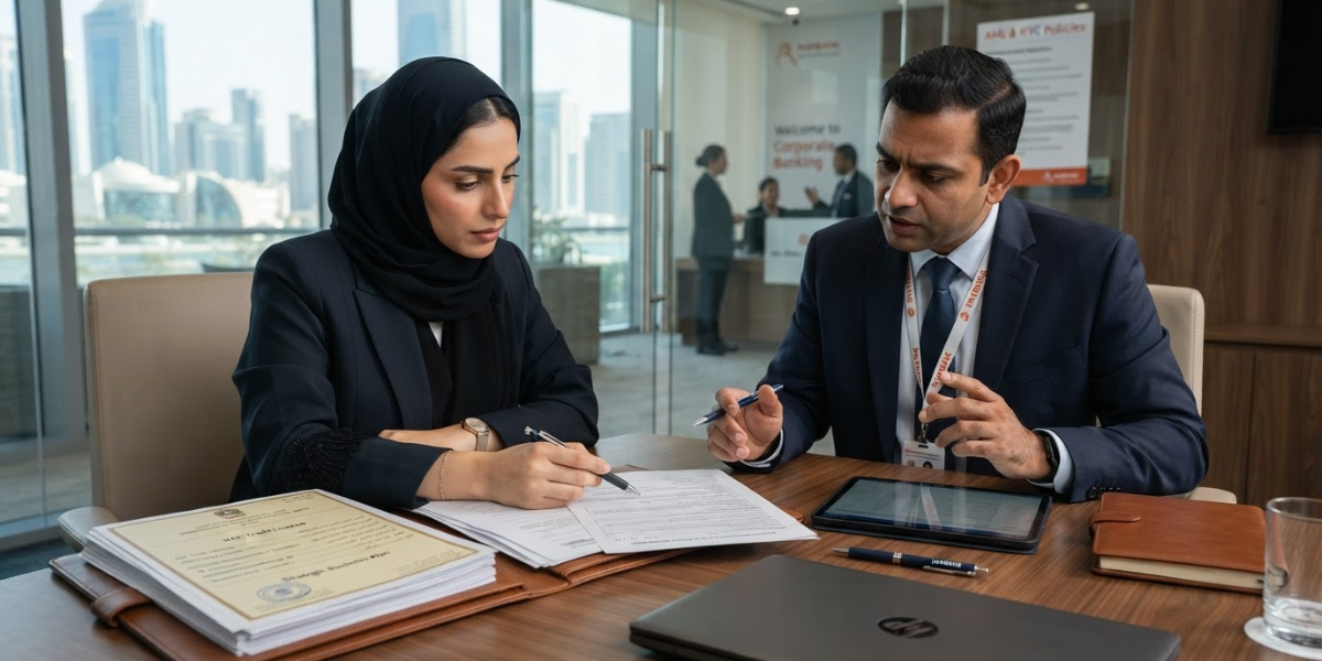 A corporate employee discussing his bank account rejection accountant.